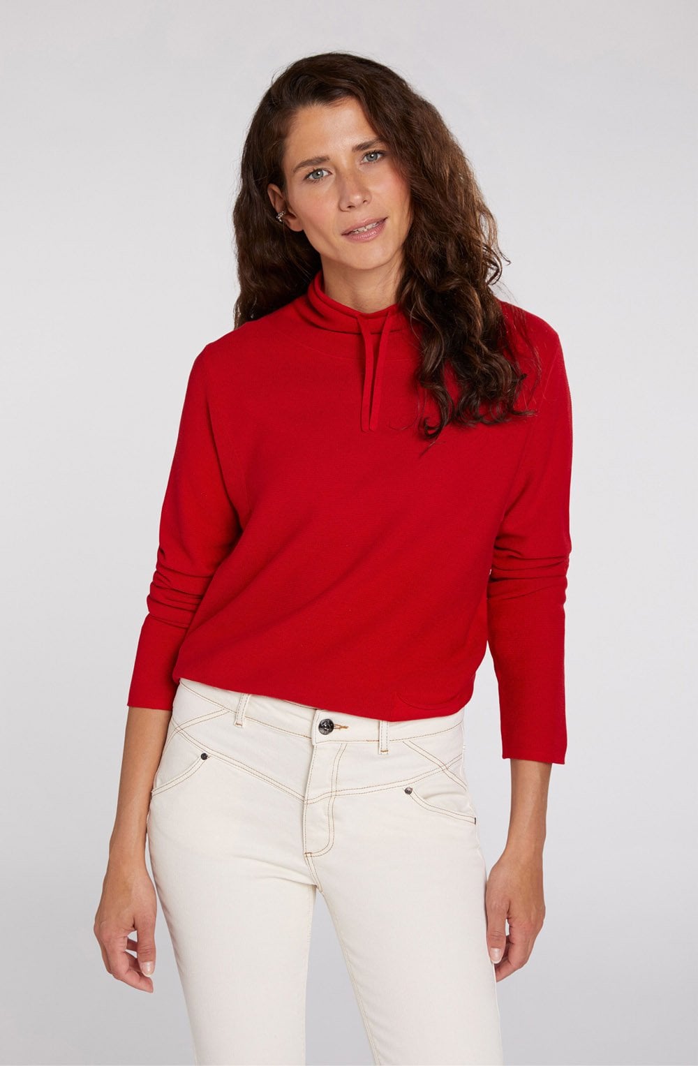 Red Fine Rib Jumper