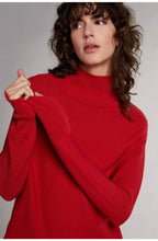 Red Fine Ribbed Knit Jumper