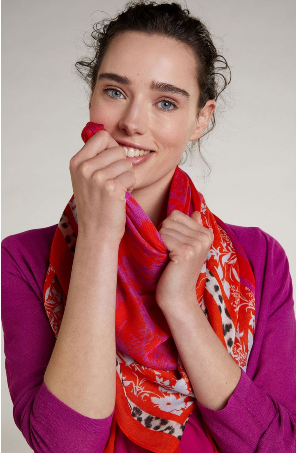 Red Floral Design Scarf