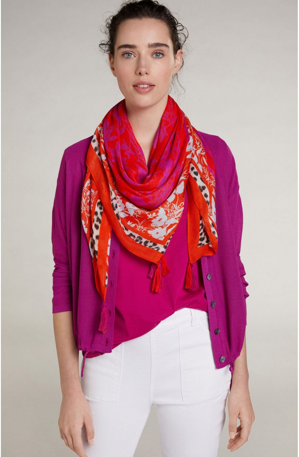 Red Floral Design Scarf