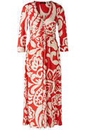Red Floral Drawstring Chest Jersey Dress