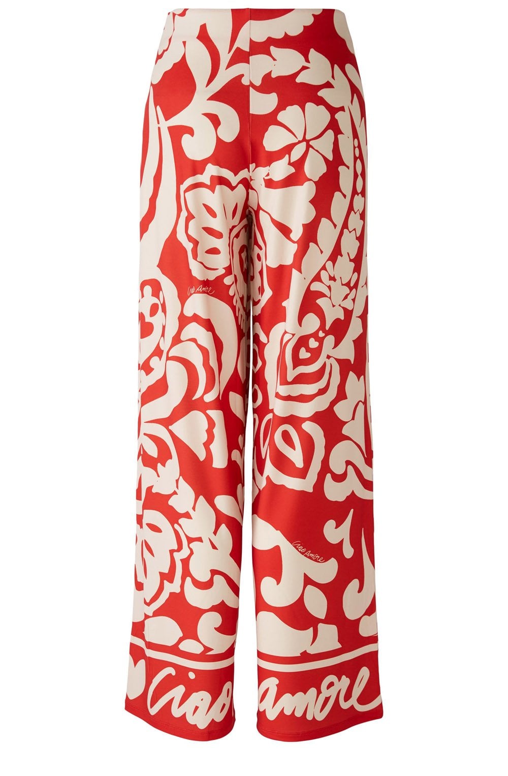 Red Floral Pattern Wide Leg Jersey Trousers