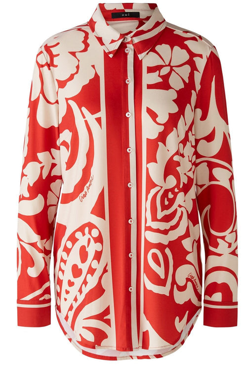 Red Floral Silky Touch Blouse