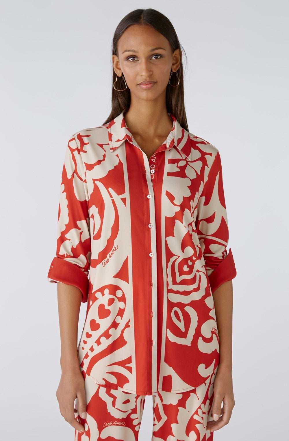 Red Floral Silky Touch Blouse