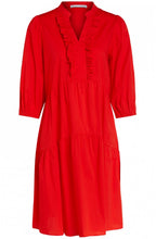 Red Frill Detailed Dress