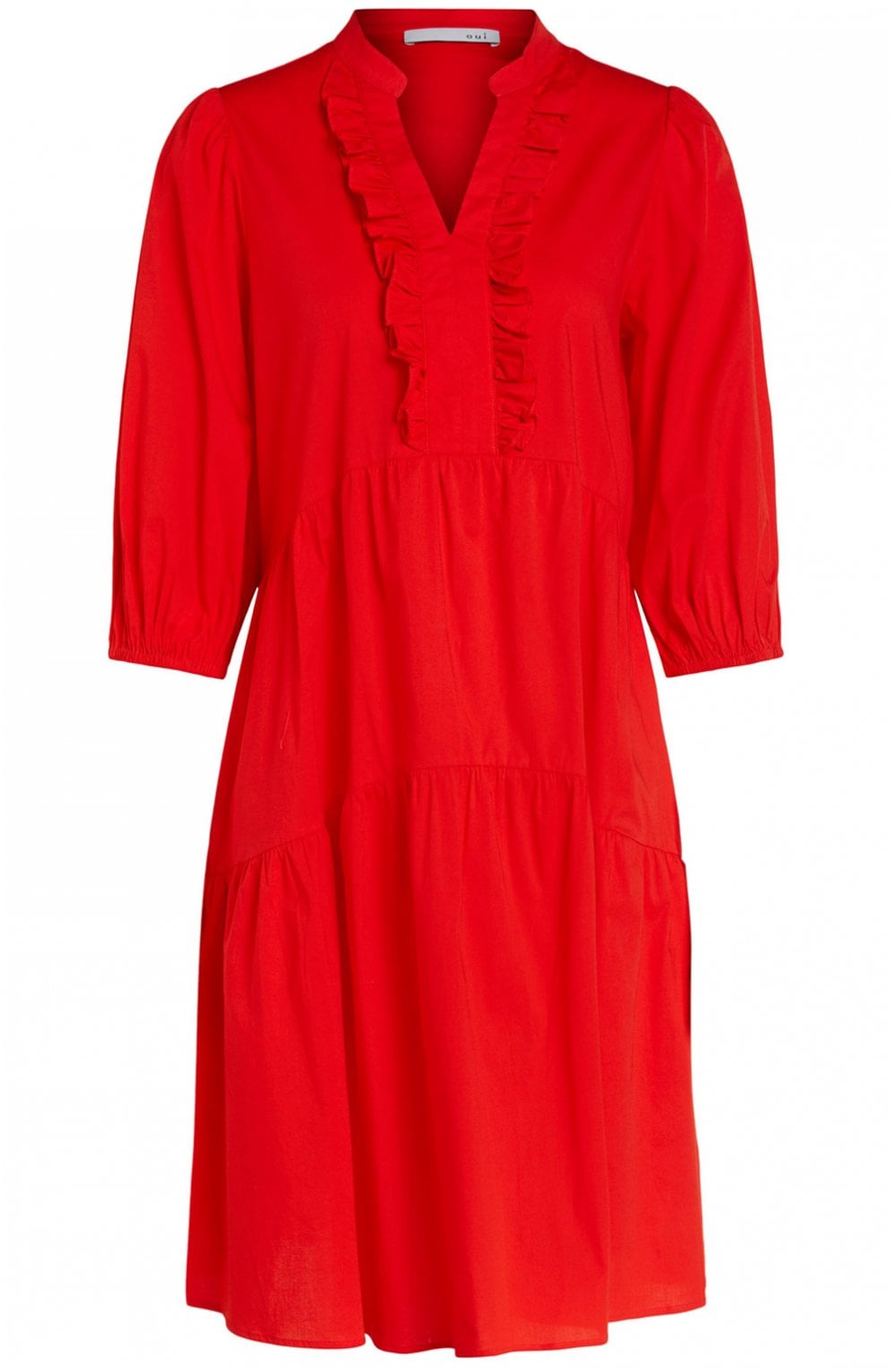 Red Frill Detailed Dress