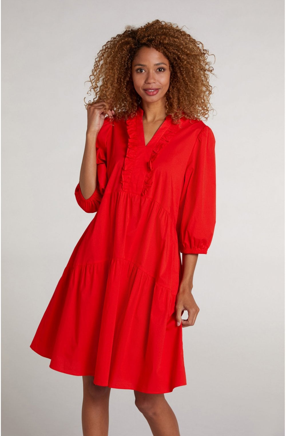 Red Frill Detailed Dress