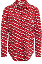 Red Geometric Print Blouse