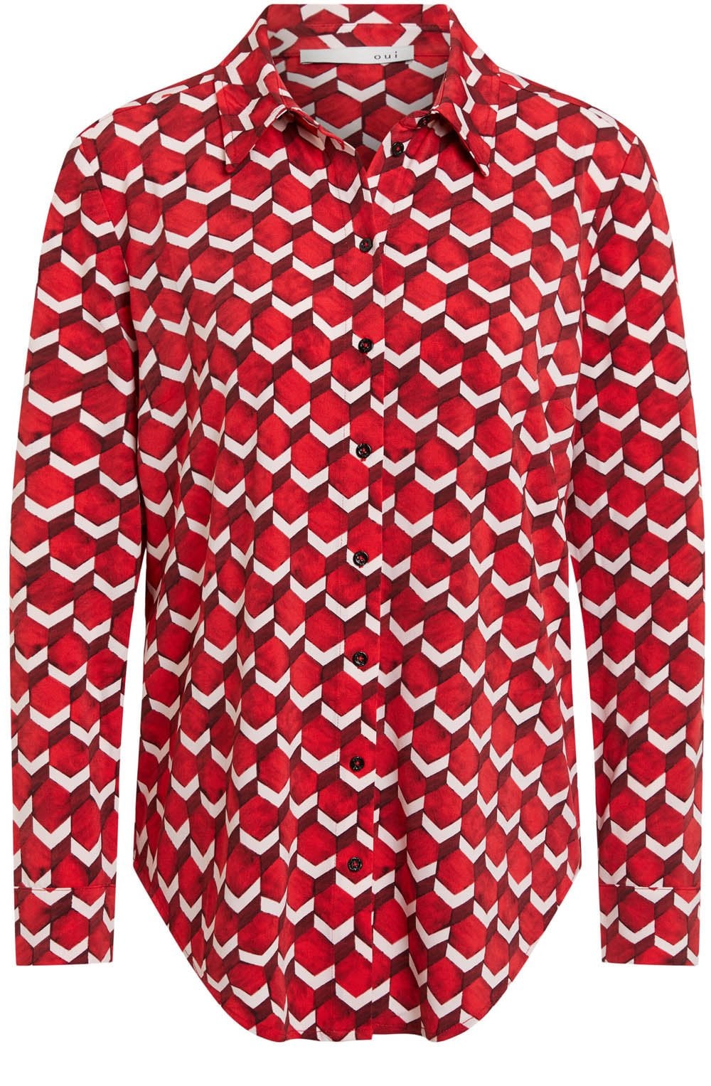 Red Geometric Print Blouse