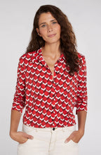 Red Geometric Print Blouse