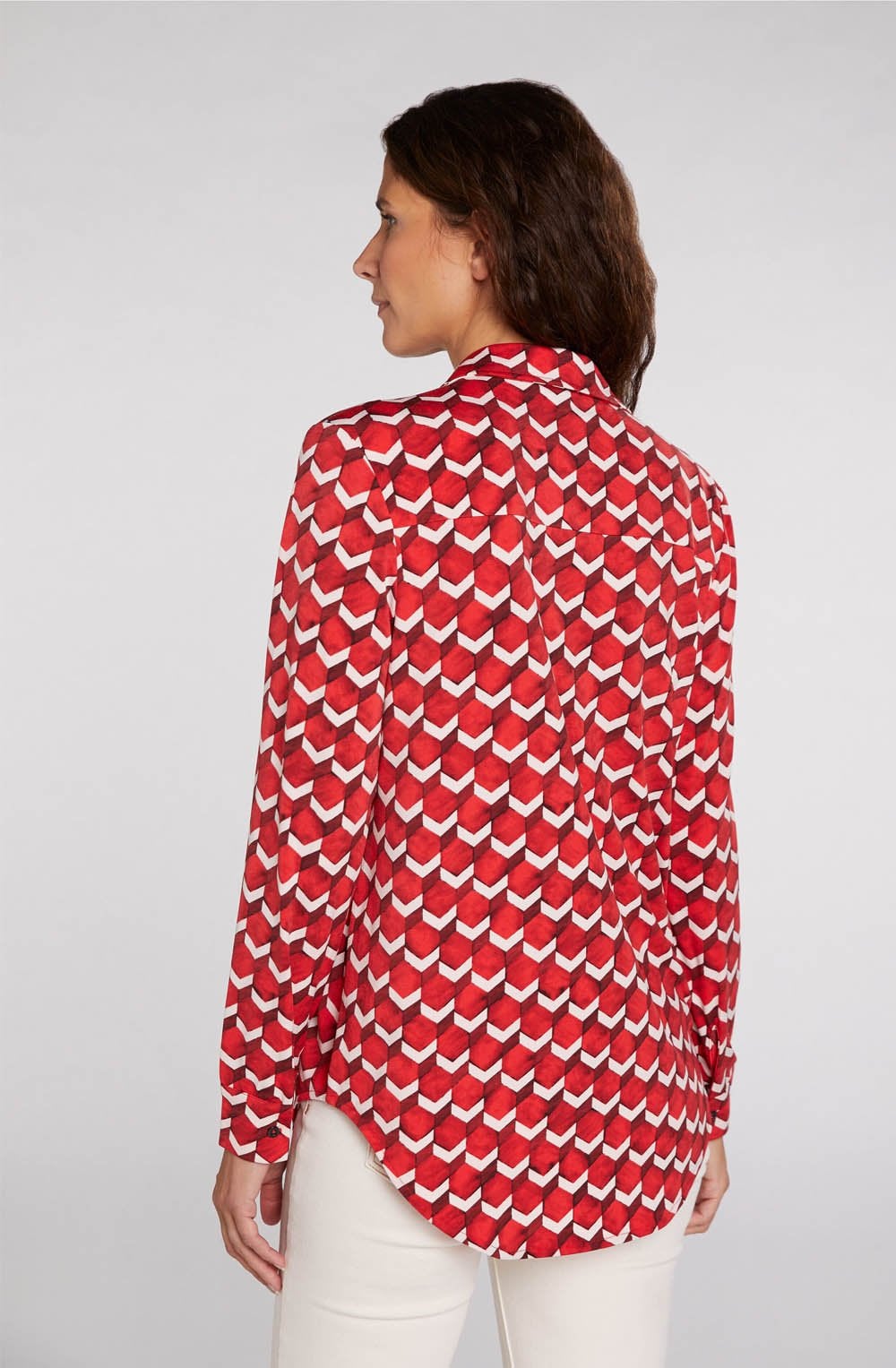 Red Geometric Print Blouse
