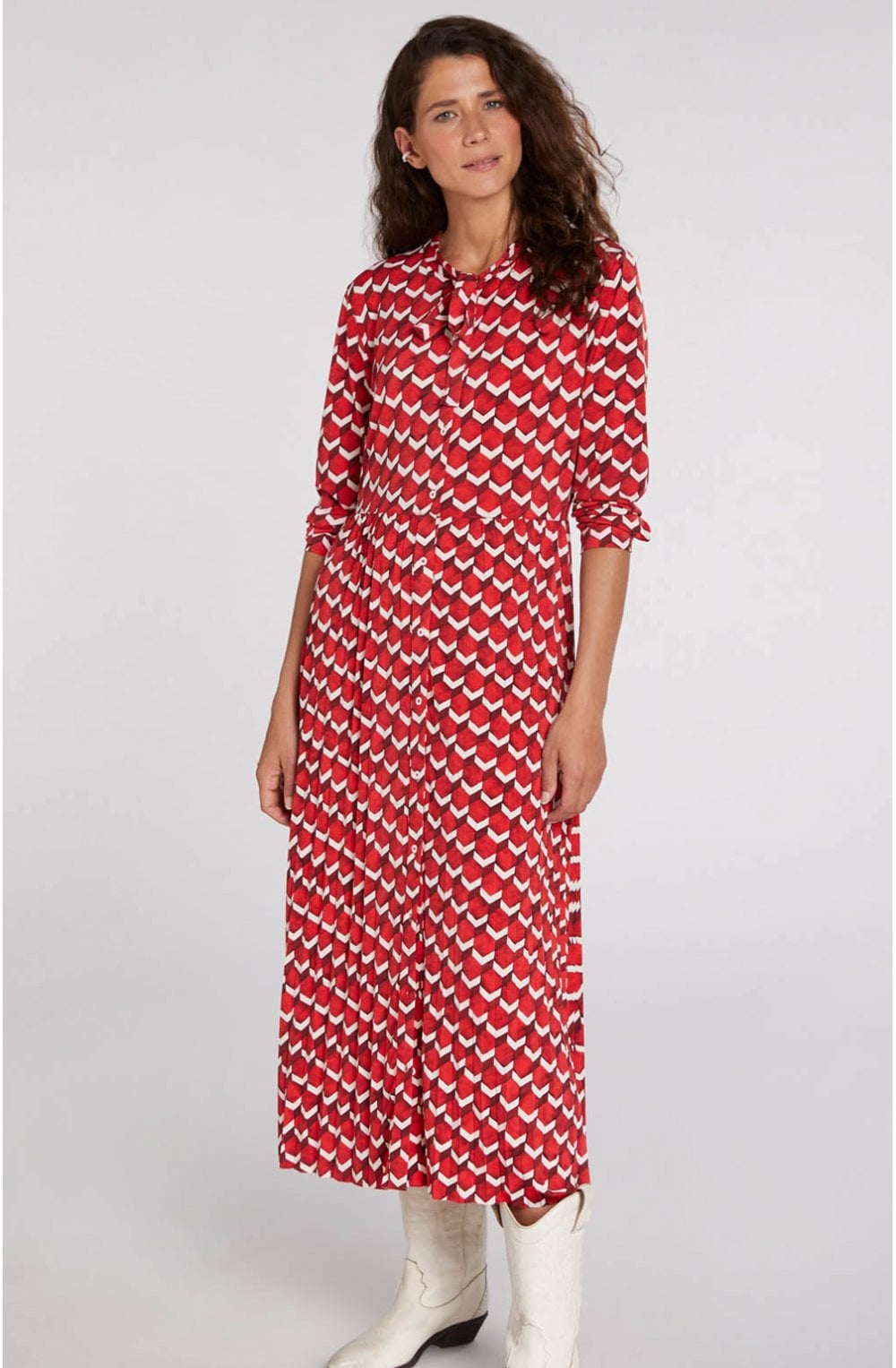 Red Geometric Print Dress