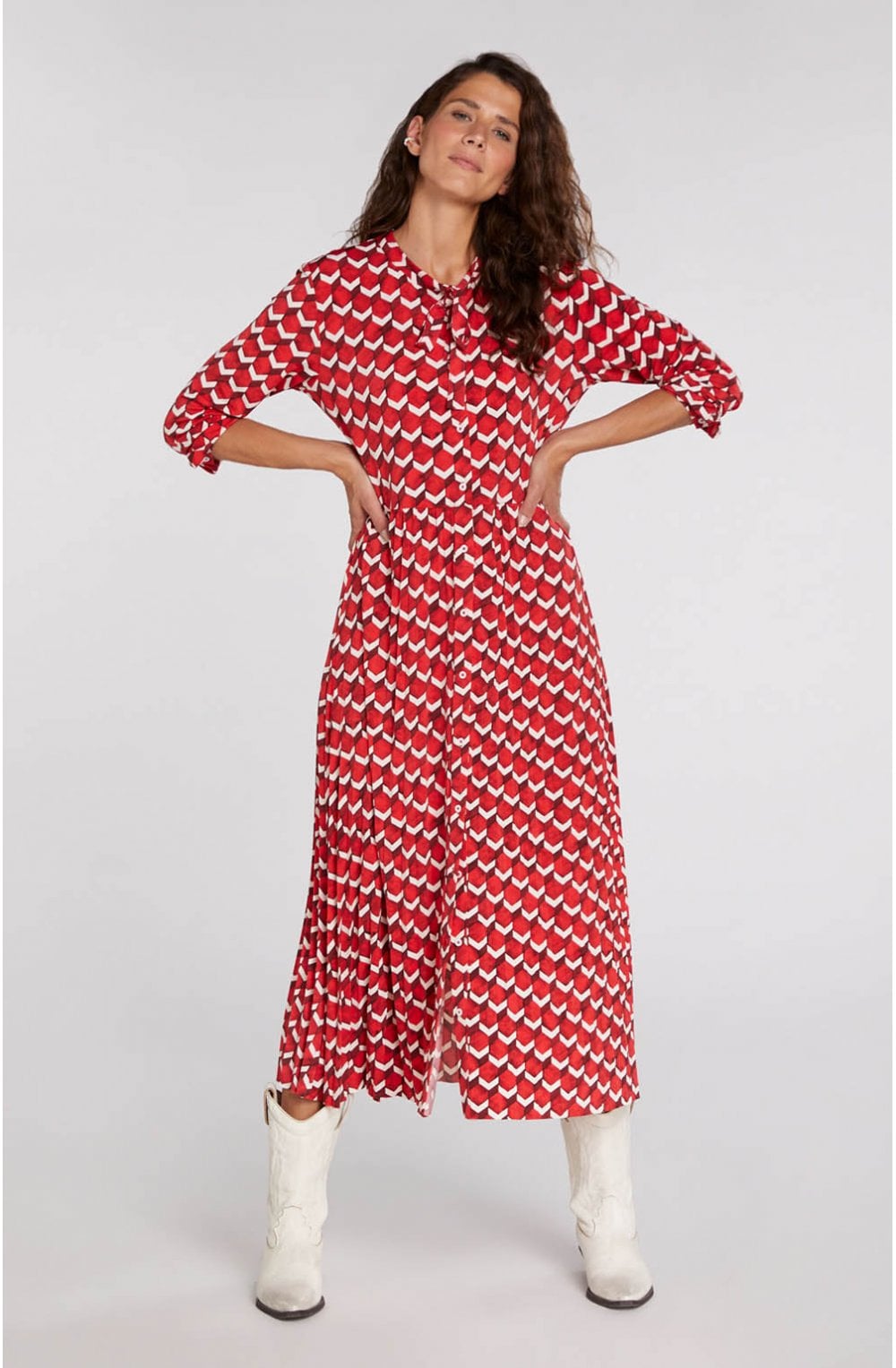 Red Geometric Print Dress