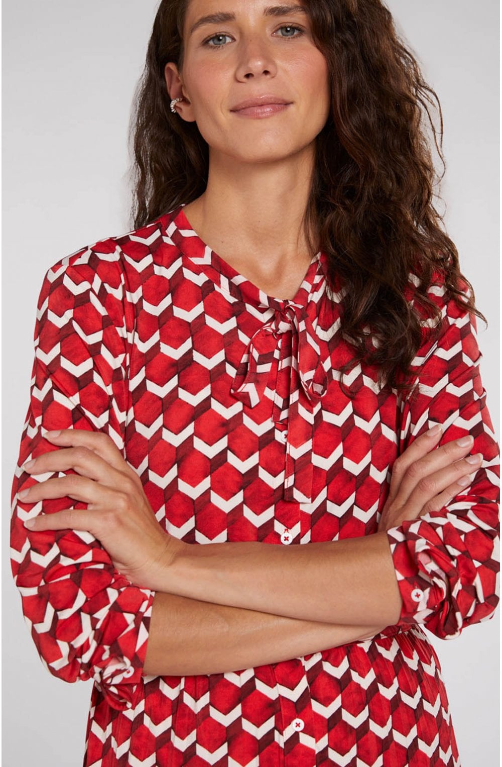 Red Geometric Print Dress