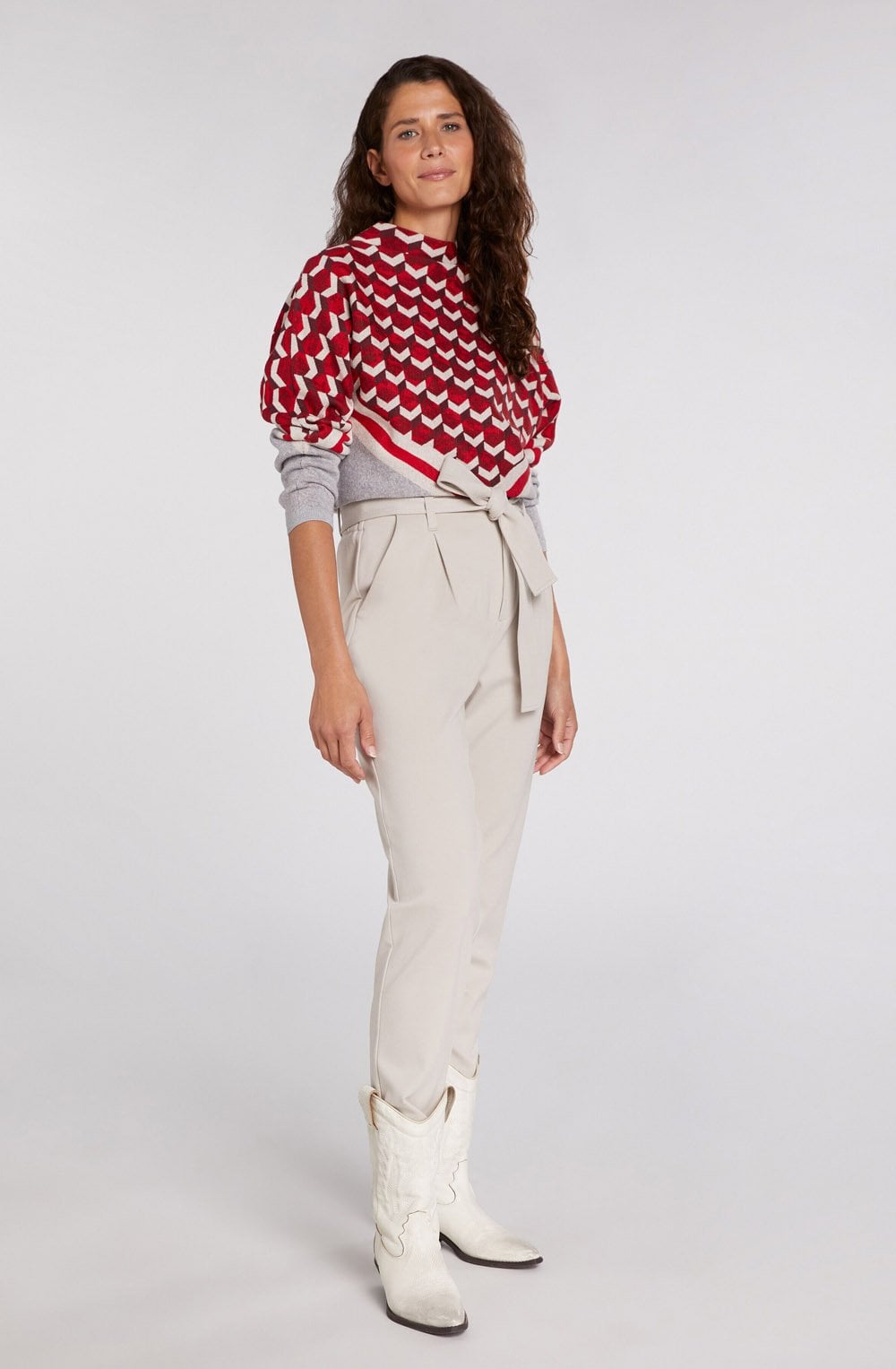 Red Geometric Print Jumper