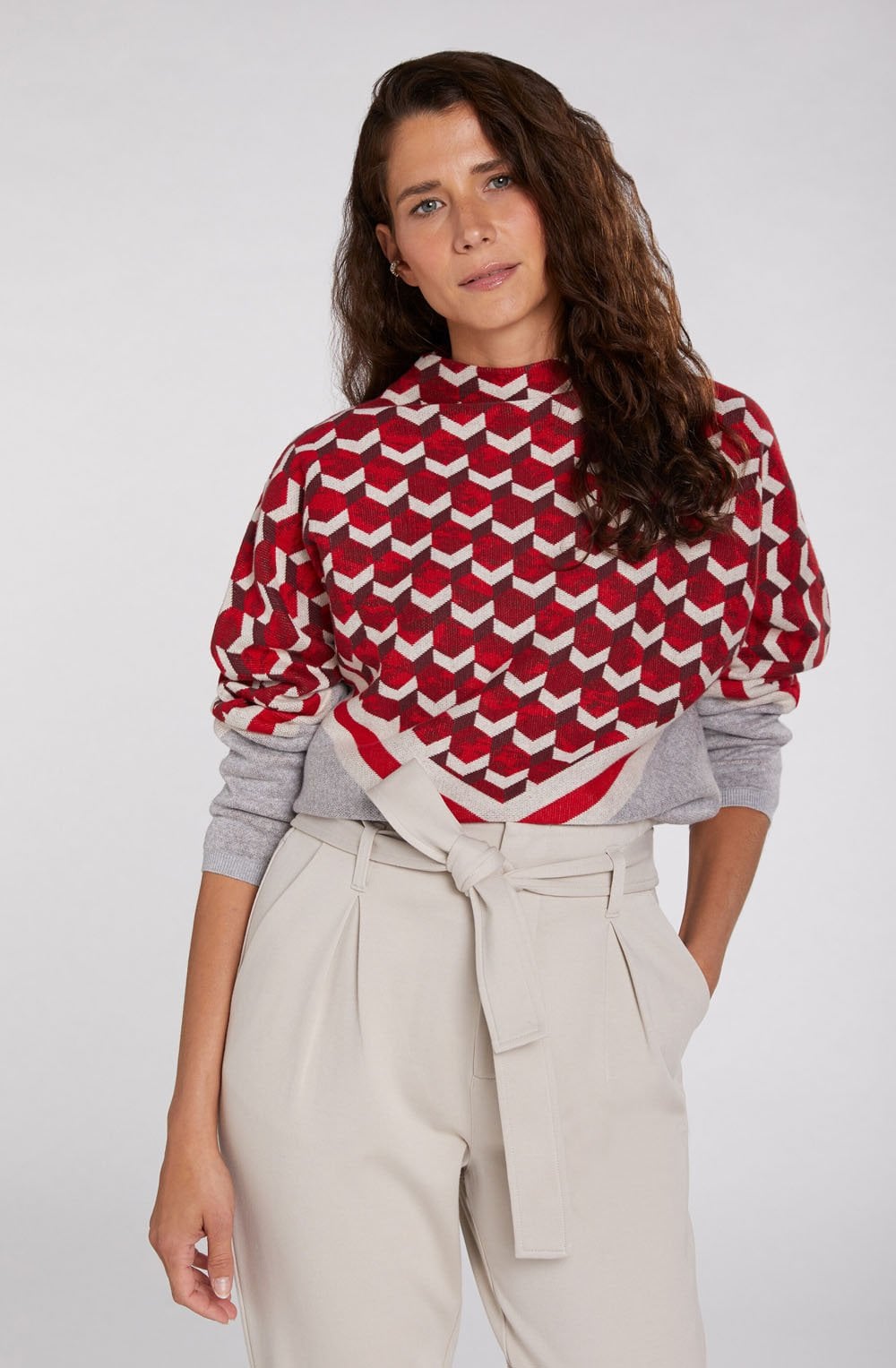 Red Geometric Print Jumper