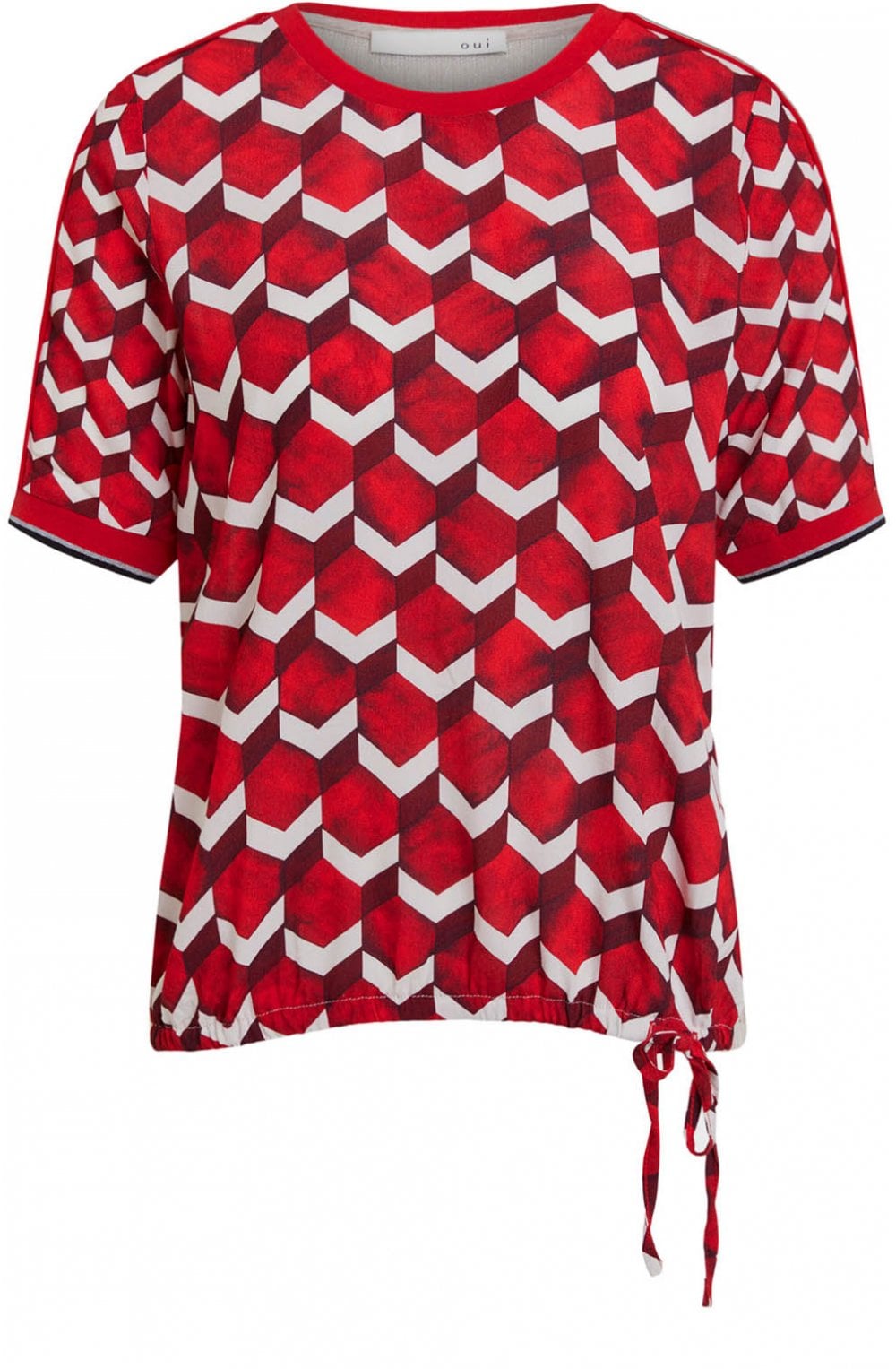 Red Geometric Print Top