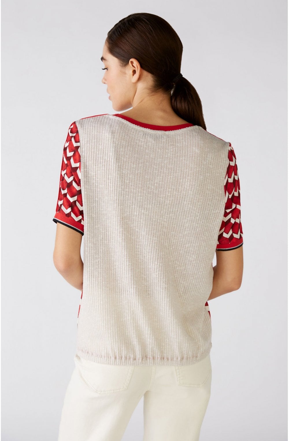 Red Geometric Print Top
