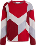 Red & Grey Bold Print Jumper