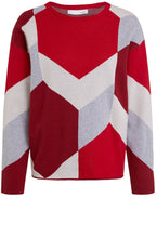 Red & Grey Bold Print Jumper