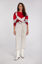 Red & Grey Bold Print Jumper