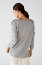 Red & Grey Geometric Print Top