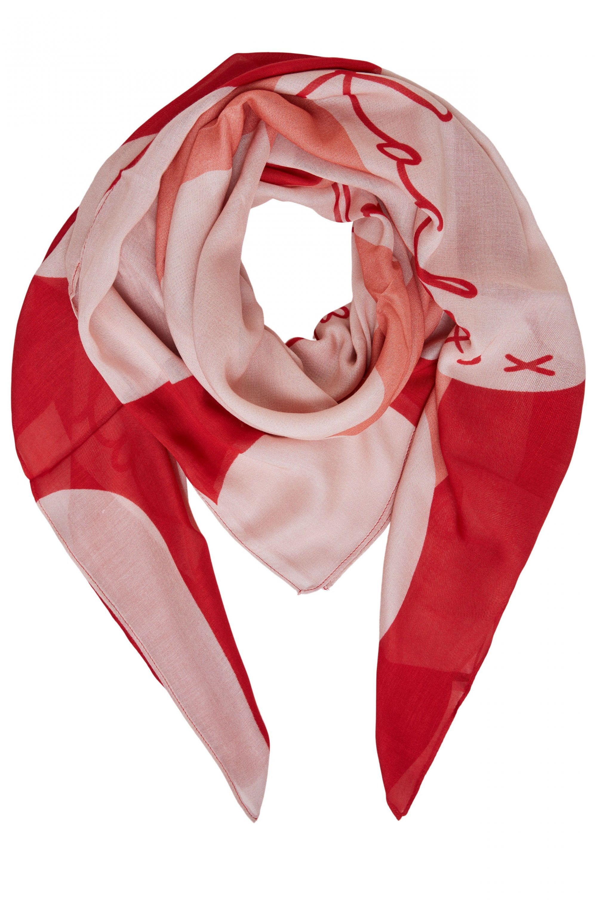 Red Heart Print Scarf