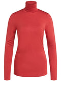 Red Jersey Polo Neck Top
