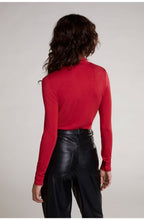 Red Jersey Polo Neck Top