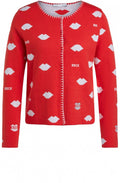 Red Kiss Print Cardigan