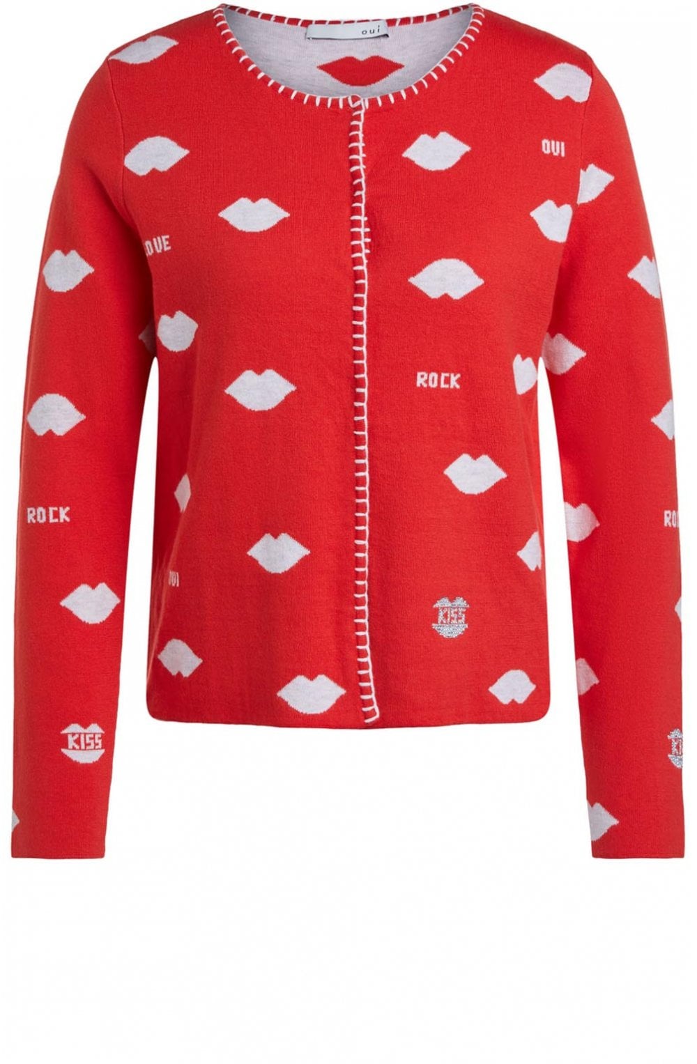 Red Kiss Print Cardigan