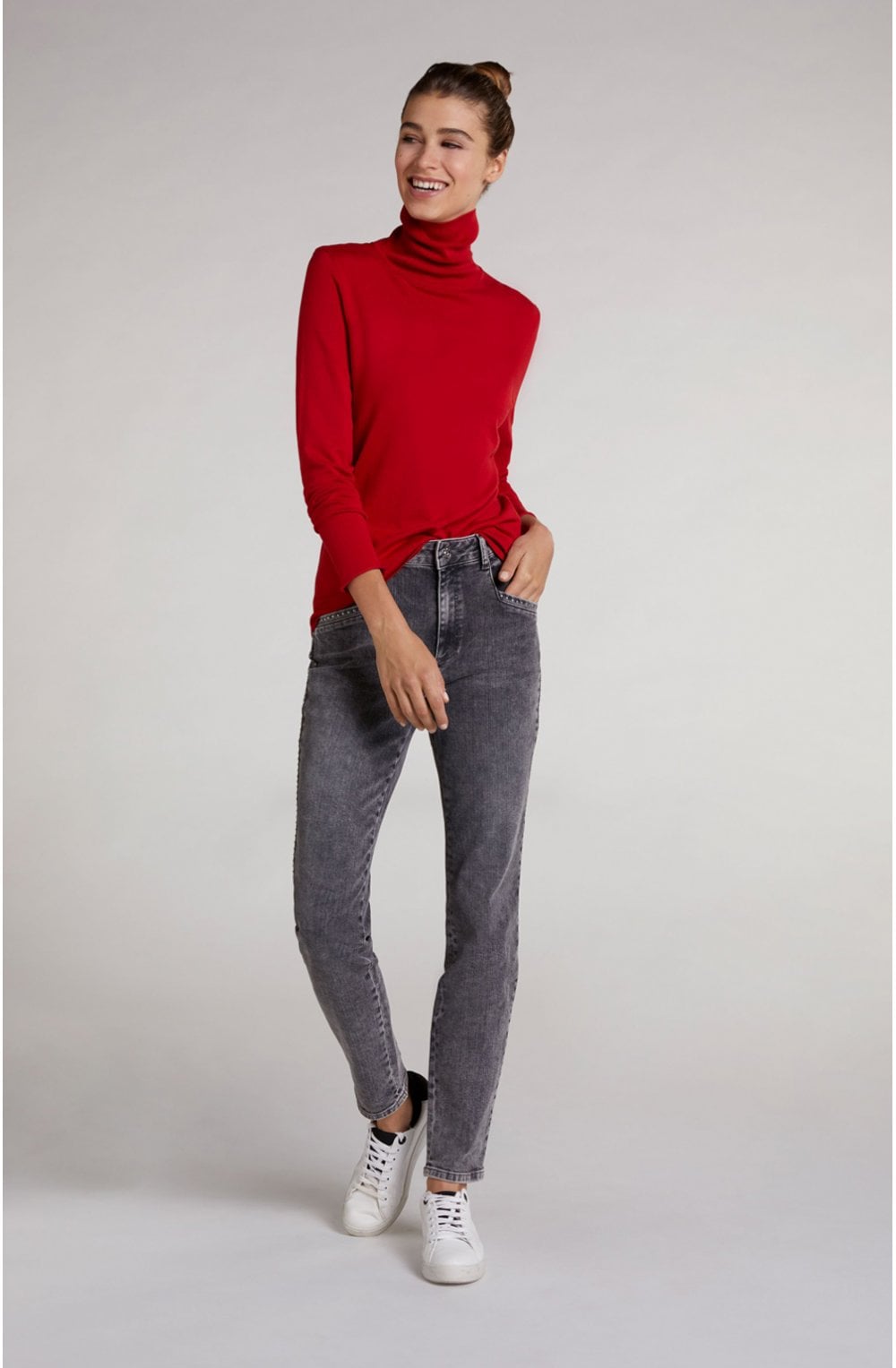 Red Knit Polo Neck Jumper