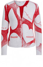 Red & Light Grey Heart Cardigan