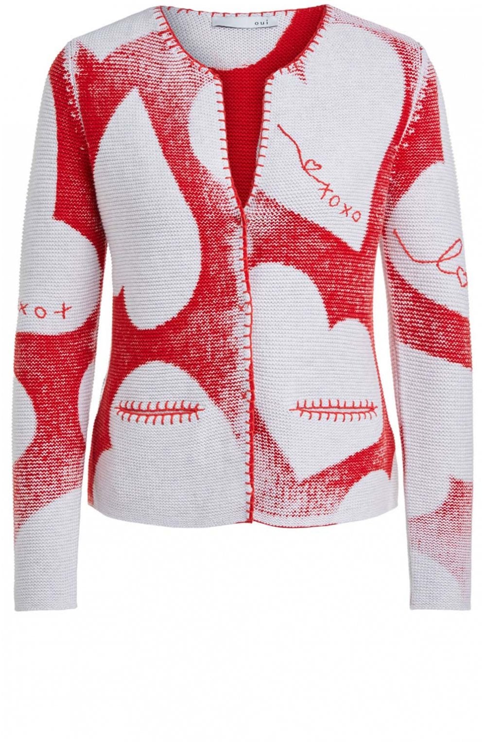 Red & Light Grey Heart Cardigan