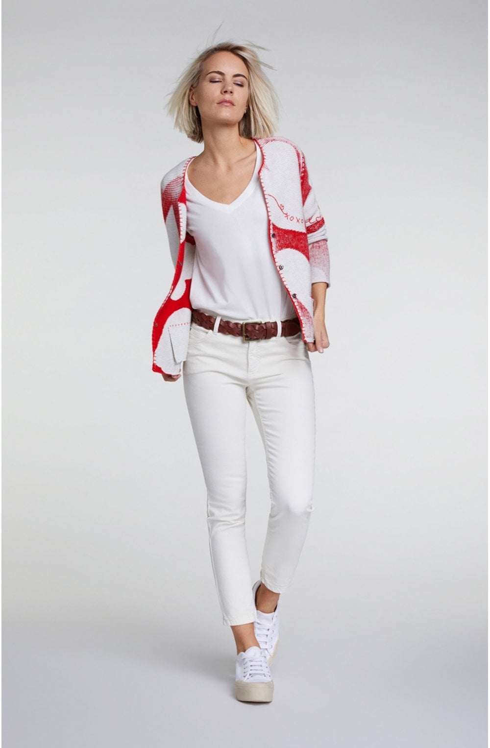 Red & Light Grey Heart Cardigan