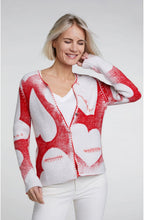 Red & Light Grey Heart Cardigan