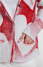 Red & Light Grey Heart Cardigan