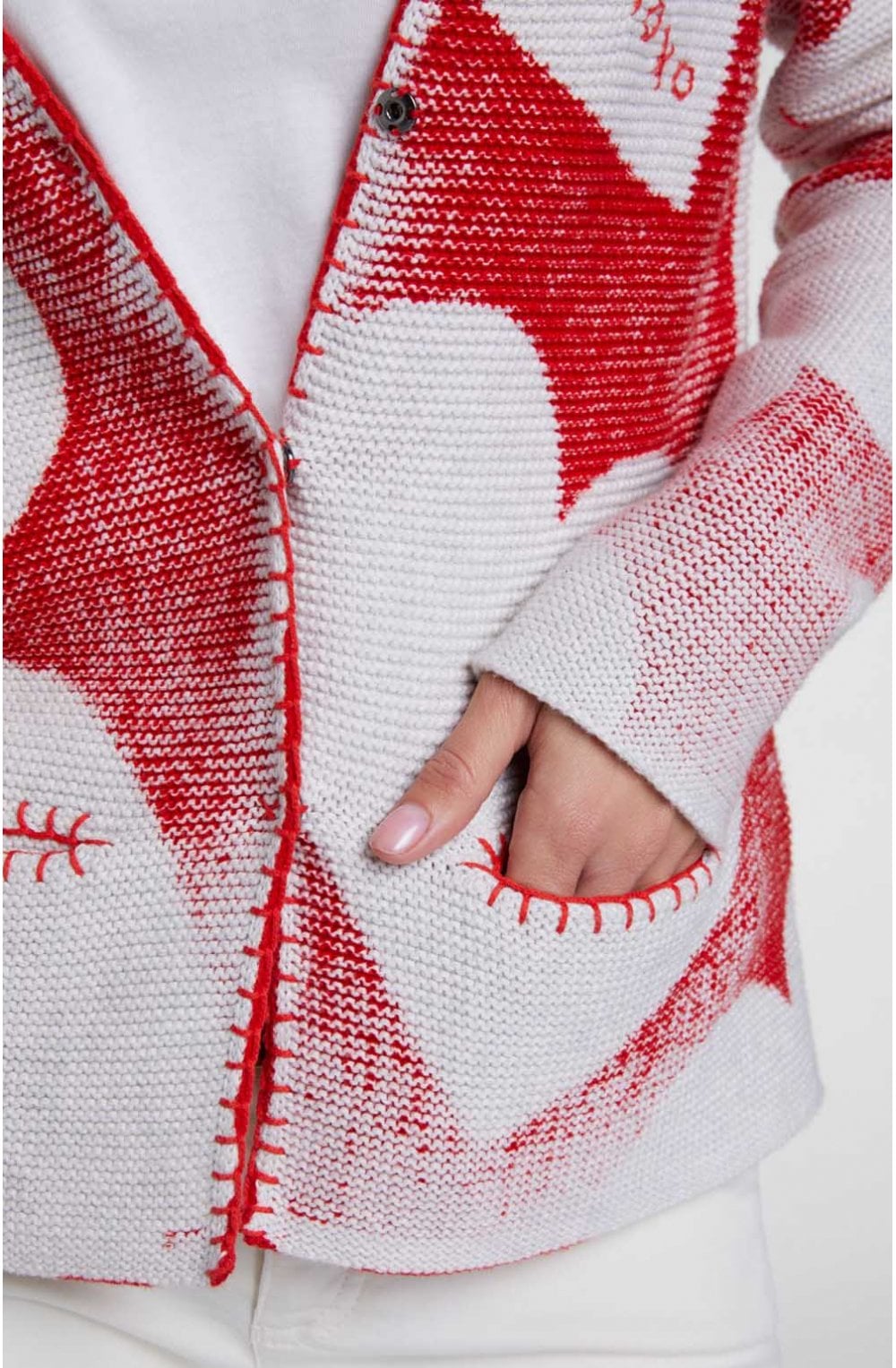 Red & Light Grey Heart Cardigan