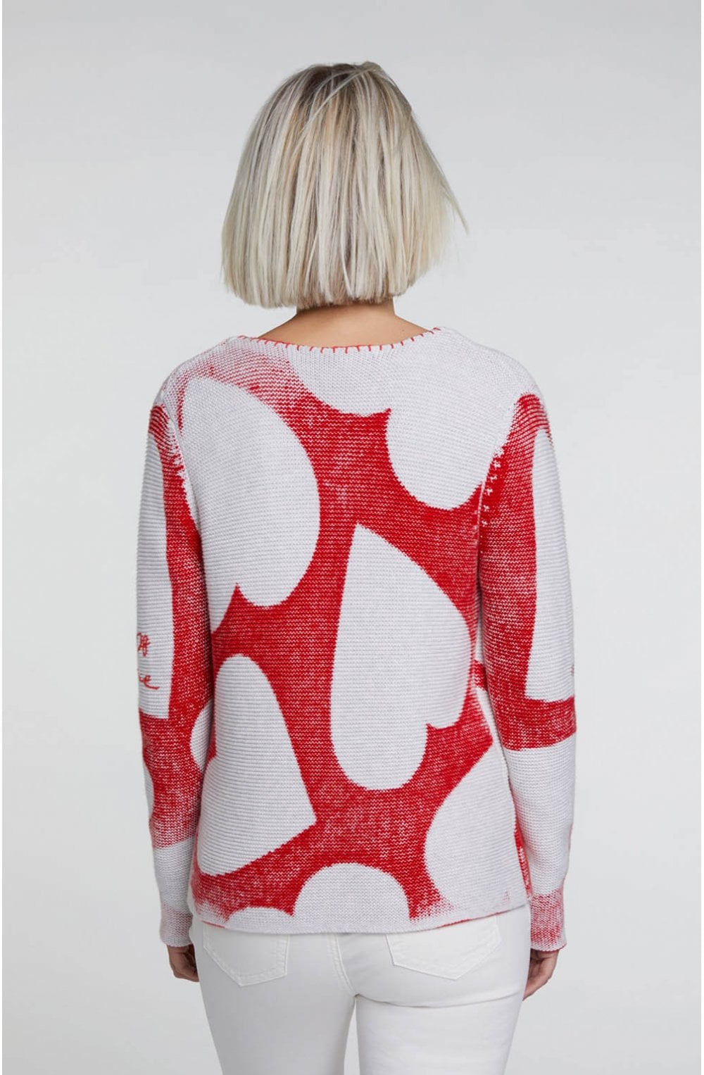 Red & Light Grey Heart Cardigan
