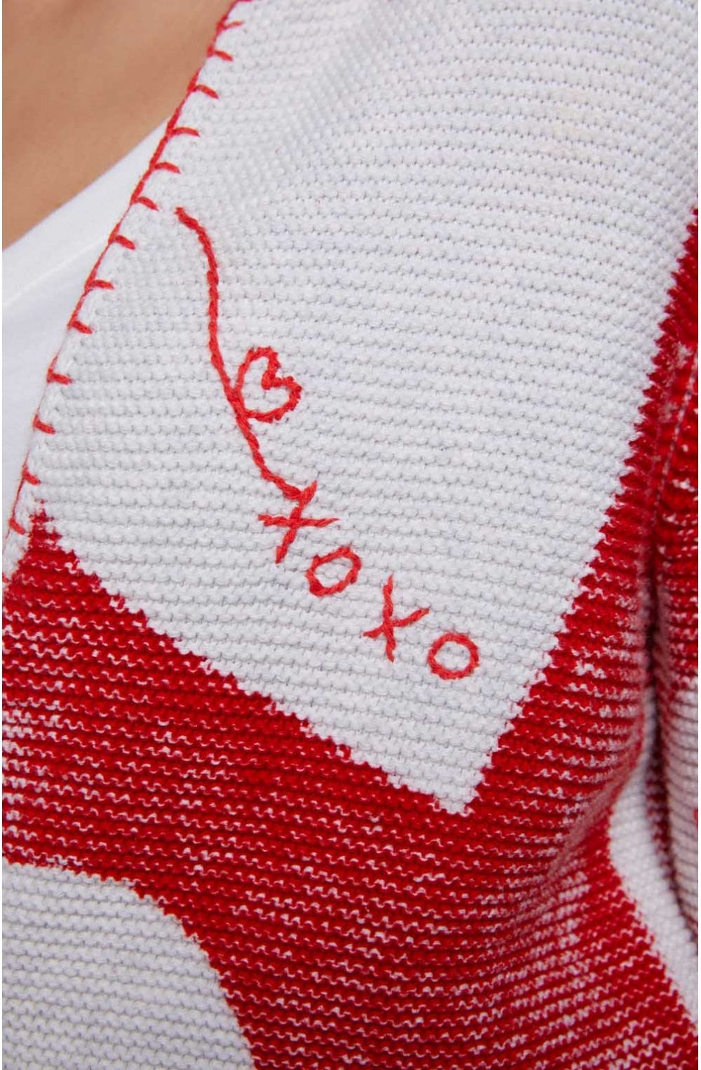 Red & Light Grey Heart Cardigan