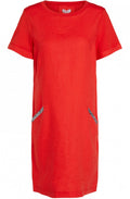 Red Linen Shift Dress
