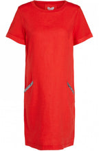 Red Linen Shift Dress