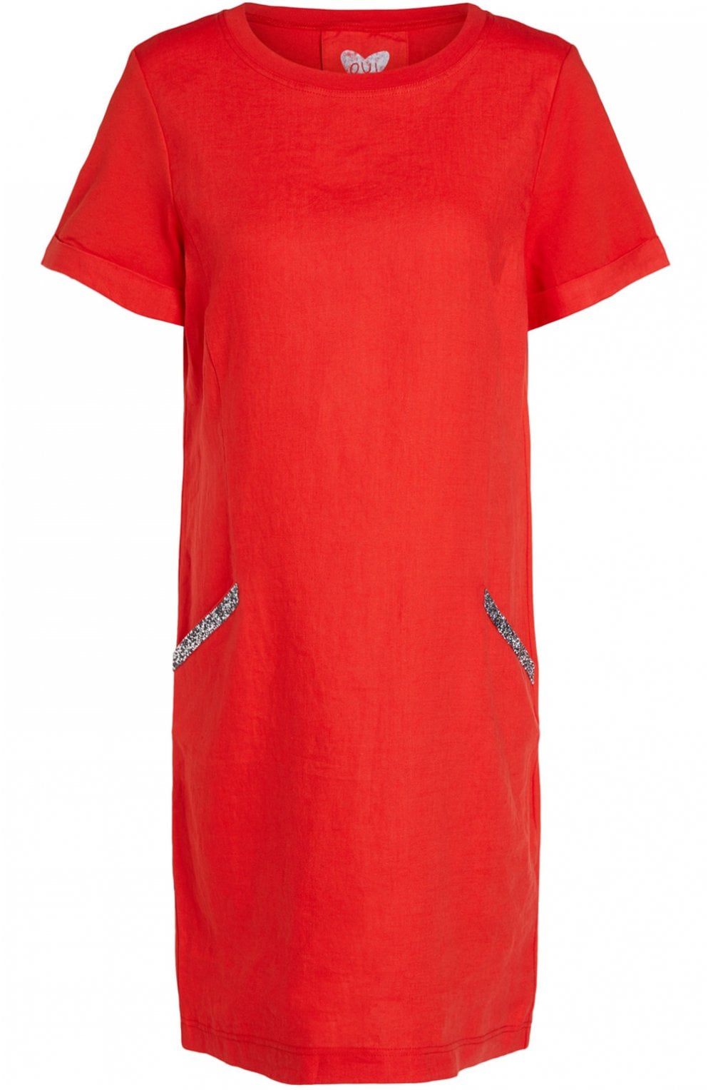 Red Linen Shift Dress