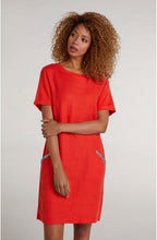 Red Linen Shift Dress