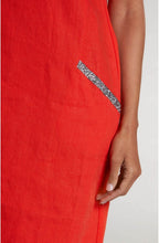 Red Linen Shift Dress