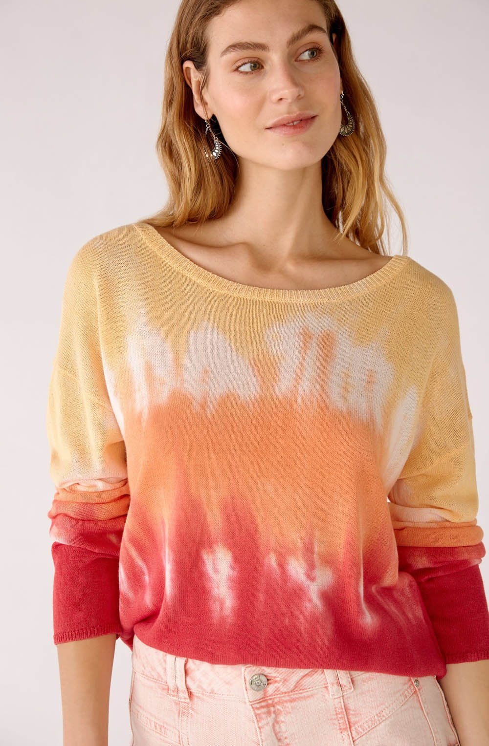 Red Orange Tie Dye Stripe Sweater