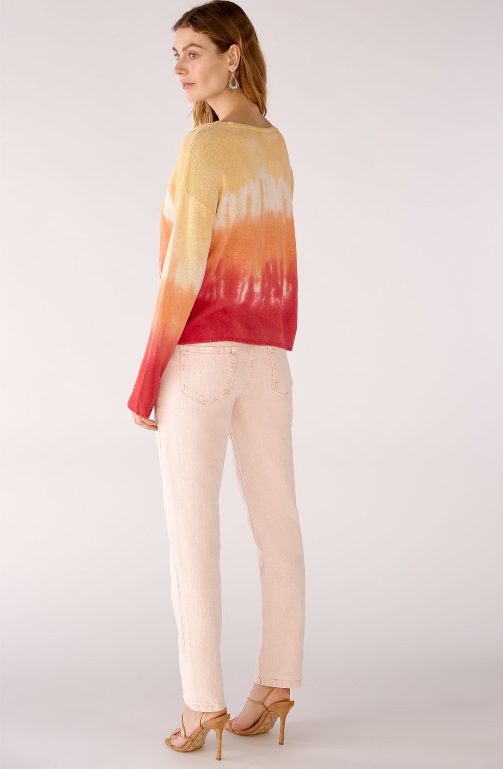 Red Orange Tie Dye Stripe Sweater