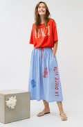 Red Oversized Baci Motif T-Shirt