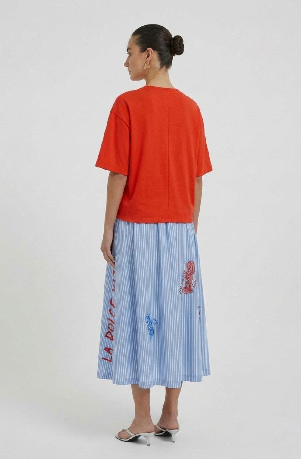Red Oversized Baci Motif T-Shirt