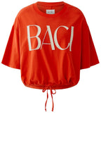 Red Oversized Baci Motif T-Shirt